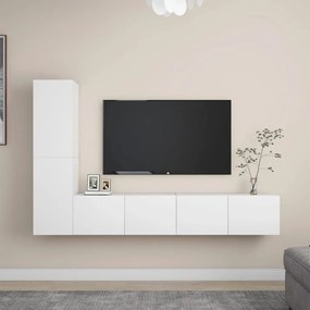 4 pcs conjunto de móveis de TV contraplacado branco