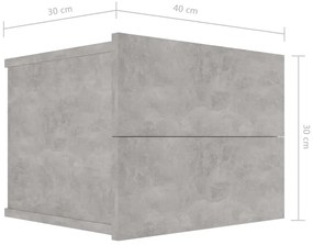 Mesas de cabeceira 2 pcs 40x30x30 cm derivados madeira cinzento