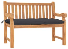 vidaXL Banco de jardim c/ almofadão 120 cm teca maciça