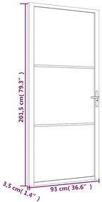Porta interior 93x201,5 cm vidro fosco e alumínio preto