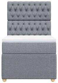 Cama com molas/colchão 80x200 cm tecido cinza-claro