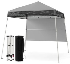 Tenda dobrável com dossel e 1 parede lateral, fácil instalação, abrigo para gazebo ao ar livre, branco