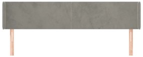 Cabeceira de cama c/ abas veludo 203x16x78/88 cm cinzento-claro