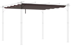 Outsunny Cobertura Pérgola 2,5x2,55cm Teto Substituição Retrátil 10 Orifícios Drenagem Resistente à Água Café