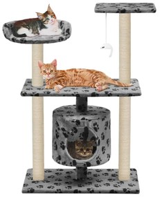 vidaXL Árvore para gatos c/postes arranhadores sisal 95 cm cinzento