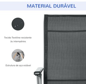 Espreguiçadeira dobrável para jardim Cadeira ajustável de 10 posições com encosto alto e apoio para pés Carga máx. 150 kg 78x58x110 cm Preto