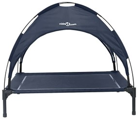 Cama Elevada para Cães com Teto Removível Azul-marinho L Aço