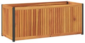 Vaso/floreira de jardim 110x45x44 cm acácia maciça e aço
