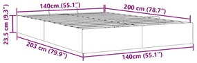 Estrutura de cama otomana sem colchão 140x200 cm cinzento