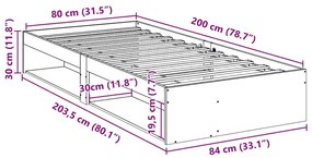 Sofá-cama sem colchão 80x200 cm madeira de pinho maciça branco