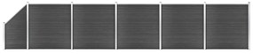 Conjunto de painel de vedação WPC 965x(105-186) cm preto