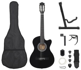 12 pcs conjunto de guitarra clássica com 6 cordas 38" preto