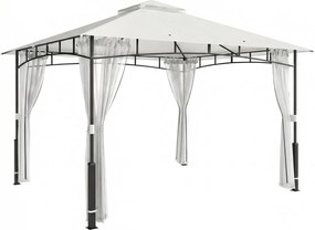 Outsunny Pavilhão, 3x3,6 m resistente à água Robust Pavilhão de jardim com mosquiteiro, telhado duplo, para jardim, terraço, Preto | Aosom Portugal