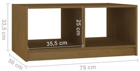 Mesa de centro 75x50x33,5 cm pinho maciço castanho mel
