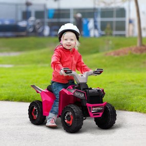 Moto 4 Elétrica para Crianças Veículo Elétrico a Bateria de 6V com Velocidade de 2,5 km/h 70x41,5x48,5 cm Rosa