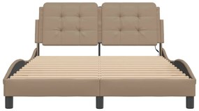 Estrutura cama c/ luzes LED 120x200 couro artificial cappuccino