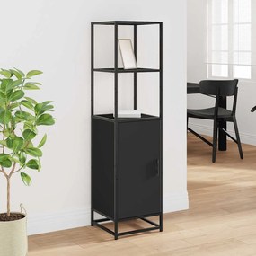 Armário alto 35,5x35x139 cm derivados madeira e metal preto