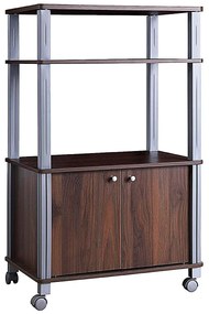 Prateleira de cozinha com rodas Carrinho de cozinha com prateleiras e armário Prateleira de pé para cozinha Sala de jantar Carrinho de servir para micro-ondas 60 x 40 x 98 cm Natural