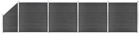 Conjunto de painel de vedação WPC 792x(105-186) cm preto