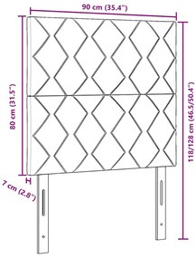 Cabeceira vidaXL Design Blocos de Diamante Cinza Claro 90 cm Tecido