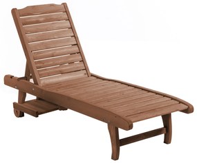 Outsunny Espreguiçadeira de Madeira com 2 Rodas para Exterior Cadeira Reclinável de Jardim para Terraço 182x60x35 cm Natural | Aosom Portugal