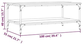 Mesa de centro 100x55x40 cm derivados de madeira cinza sonoma