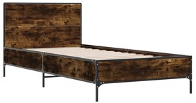 Estrutura de cama derivados de madeira e metal carvalho fumado