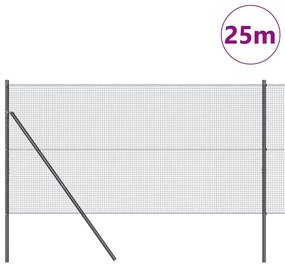 Cerca de Fio Soldada com 13 Postes Cinzento 1,4x25 m Aço