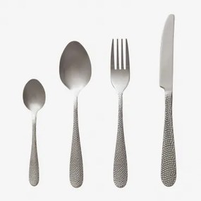 Conjunto De Talheres De 16 Peças Em Aço Inoxidável Aina Prateado - Sklum