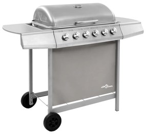 vidaXL Grelhador/barbecue a gás 6 discos prateado