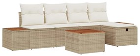 Conjunto de Sofá de Jardim 6 Peças com Almofadas de Rattan Sintético B