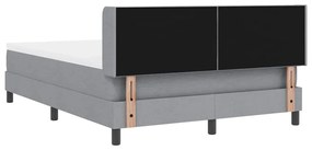 Cama Box Spring com Colchão Cinza Claro, 140 x 200 cm, Tecido