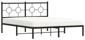 Estrutura de cama em metal com cabeceira 150x200 cm preto