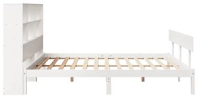 Cama com estante sem colchão 200x200 cm pinho maciço branco
