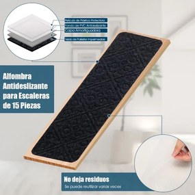 15 Tapetes antiderrapantes para escadas 76 x 20 cm Tapetes impermeáveis para escadas para crianças, idosos e animais de estimação Cinzento