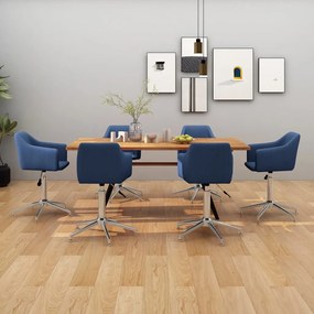 vidaXL Cadeiras de jantar giratórias 6 pcs tecido azul