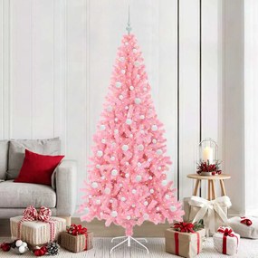 vidaXL Árvore de Natal com 300 LEDs com suporte Rosa 210 cm PVC