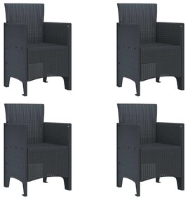vidaXL Cadeira de Jardim 4 pcs Antracite 53 x 49 x 85 cm Polipropileno