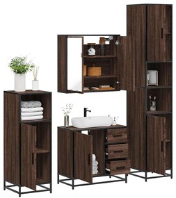 vidaXL 4 pcs conj. móveis WC derivados madeira cor carvalho castanho
