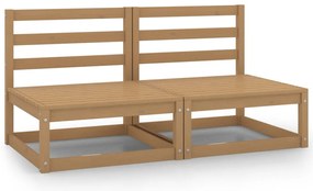 Sofás de centro para jardim 2 pcs pinho maciço castanho mel