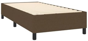 Cama box spring c/ colchão/LED 100x200cm tecido castanho-escuro