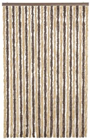 Cortina anti-insetos 118x220 cm chenille castanho-escuro e bege