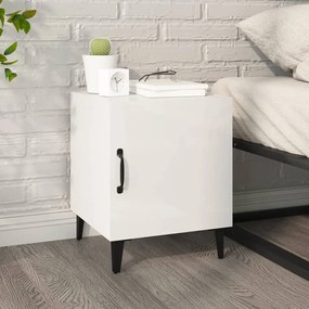 Mesas de cabeceira 2 pcs madeira processada branco brilhante