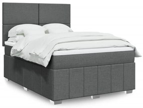 Cama com molas/colchão 140x190 cm tecido cinzento-escuro