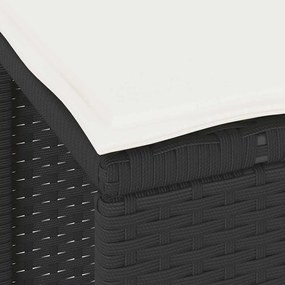 Conjunto de Jantar de Jardim com 3 Peças e Almofadas Preto em Rattan P