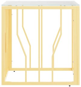 Mesa de centro 50x50x50 cm aço inoxidável e vidro dourado