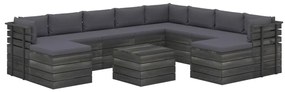 11 pcs conjunto lounge de paletes com almofadões pinho maciço