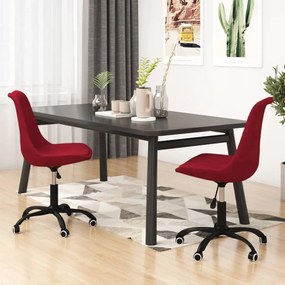 vidaXL Cadeiras de jantar giratórias 2 pcs tecido vermelho tinto