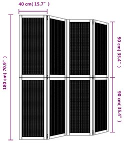 Biombo c/ 4 painéis madeira de paulownia maciça castanho