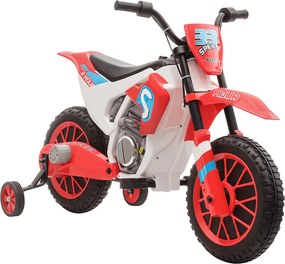 Mota elétrica infantil para crianças dos 3 aos 5 anos, 12 V, 3-8 km/h, com rodinhas laterais removíveis, 106,5 x 51,5 x 68 cm, vermelho